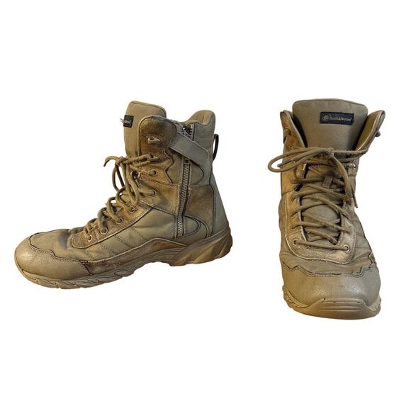 Smith & Wesson Ranger SZ wr 1091 khaki combat boot sz 13 high top zip lace up - Picture 1 of 7